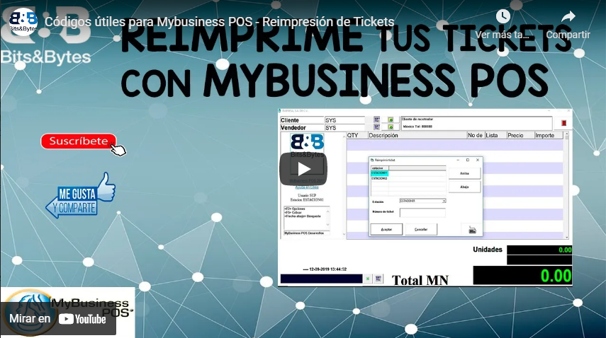 Códigos útiles para Mybusiness POS – Reimpresión de Tickets